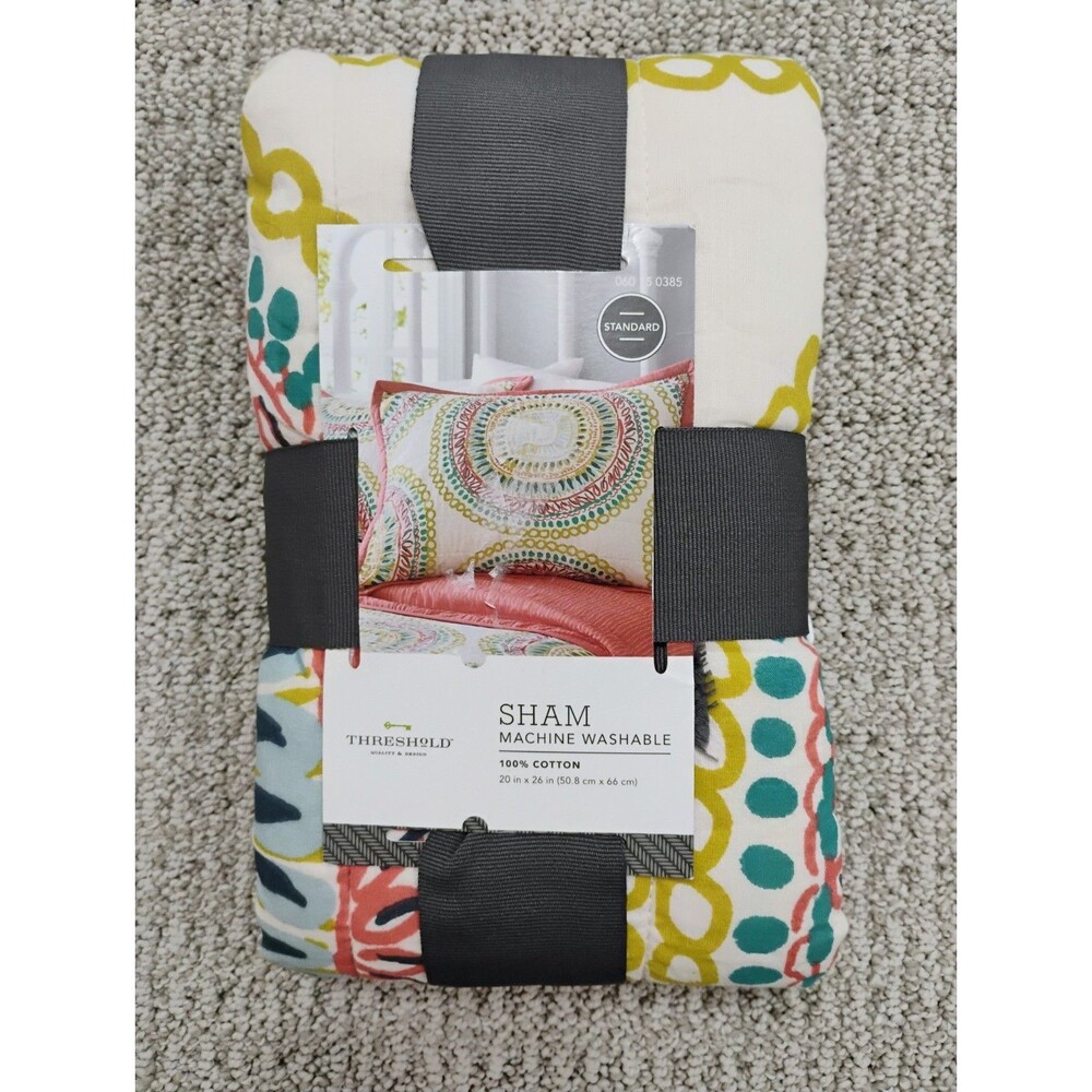 Threshold Standard Pillow Sham Boho Medallion Geometric Abstract Multicolor